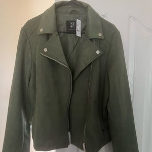 New York & Company Faux-Suede Jacket, Color- Olive, Size - Large